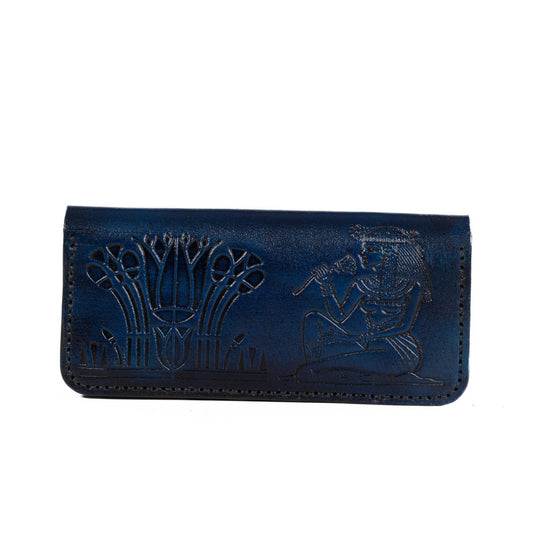 LOTUSIA WALLET in Navy Blue - Riham Khairallah